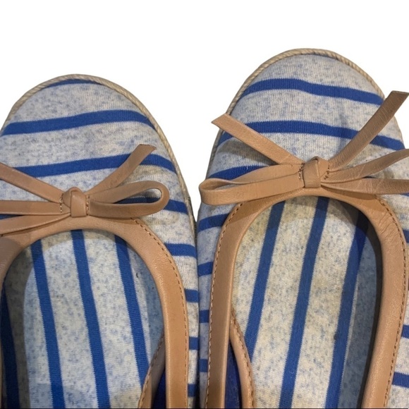 Splendid Ballet Flats Royal Blue Striped Textile Espadrilles Tan Leather Sz 8 - Picture 8 of 9